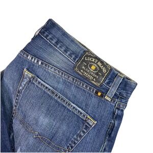 Lucky Brand Jeans Men's 38 x 30 Straight Slim 221 Blue Denim Wash Button Fly